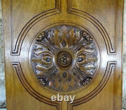 French Antique Deep Carved Walnut Wood Panel Salvage Rosette 2