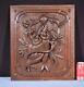 French Antique Deeply Carved Oak Wood Panel With & Fish Hunting Salvage