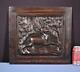 French Antique Deeply Carved Oak Wood Panel With A Deer/buck
