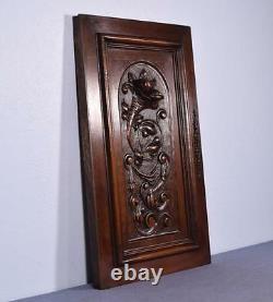French Antique Deeply Carved Panel Solid Walnut Wood with Cornucopia