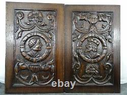 French Antique Gothic Carved Architectural Panel Oak Wood Salvage a Pair 2
