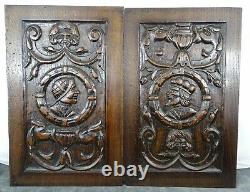 French Antique Gothic Carved Architectural Panel Oak Wood Salvage a Pair 2