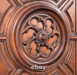 French Antique Gothic Carved Architectural Panel Walnut Wood Salvage 1
