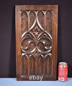 French Antique Gothic Carved Architectural Panel in Chestnut Wood Salvage