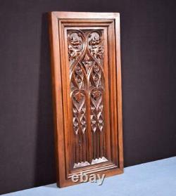 French Antique Gothic Deep Carved Architectural Panel/Door Walnut Wood Salvage