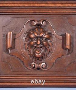 French Antique Hand Carved Architectural Door Panel Walnut Wood with Face