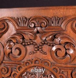 French Antique Hand Carved Architectural Door Panel Walnut Wood with Face