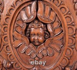 French Antique Hand Carved Architectural Door Panel Walnut Wood with Face