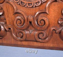 French Antique Hand Carved Architectural Door Panel Walnut Wood with Face