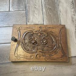 French Antique Hand Carved Panel Door Solid Wood 8x 12.5 Roses Floral