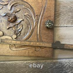 French Antique Hand Carved Panel Door Solid Wood 8x 12.5 Roses Floral