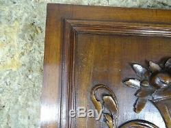 French Antique Hand Carved Walnut Wood Cupboard Door Panel Renaissance Style
