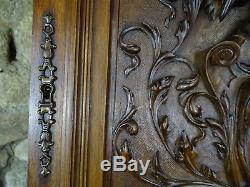 French Antique Highly Carved Architectural Panel Walnut Wood Renaissance Style