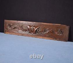 French Antique Highly Carved Panel in Solid Chestnut Wood Architectural Salvage