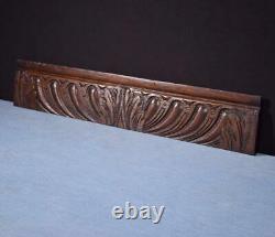 French Antique Highly Carved Panel in Solid Oak Wood Architectural Salvage