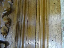 French Antique Large Carved Architectural Solid Walnut Wood Panel Door Gothic