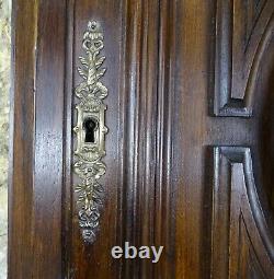 French Antique Large Carved Architectural Walnut Wood Panel Door A Rosette 1