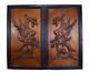 French Antique Large Pair Of Carved Mahogany Wood Griffin Chimera Panels Frame