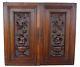 French Antique Pair Of Carved Salvaged Cupboard Wood Doors Panel Furniture