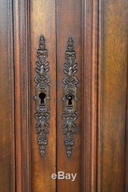French Antique PAIR of Carved Salvaged Cupboard Wood Doors Panel Furniture