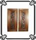 French Antique Pair Carved Wood Architectural Door Panel Gothic Chimera