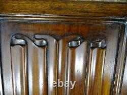 French Antique Pair of Walnut Carved Wood Panel with Columns Gothic