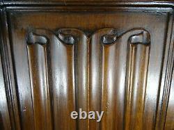 French Antique Pair of Walnut Carved Wood Panel with Columns Gothic