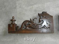 French Antique Pediment Architectural fourniture CARVED WOOD PANEL MANTEL retro