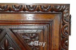 French Antique Renaissance Hand Carved Walnut Wood Salvage Door Panel, Mascaron