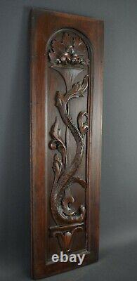 French Antique Renaissance Style Carved Wall Panel Door Dolphin 2