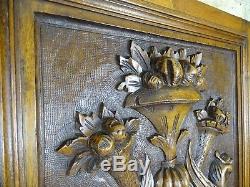 French Antique Superb Hand Carved Gothic Griffin Walnut Wood Cabinet Door Panel