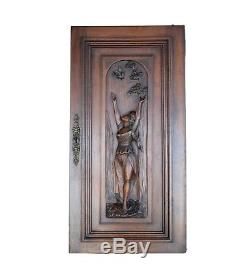 French Architectural Renaissance Style Hand Carved Walnut Wood Door Panel 19th