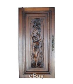 French Architectural Renaissance Style Hand Carved Walnut Wood Door Panel 19th