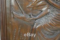 French Art Nouveau Romantic Woman Lady Hand Carved Wood Wall Panel Door