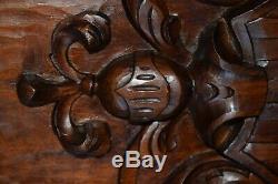 French Carved Wood Wall Panel Door of Middle Ages of Knight Helmet Shield
