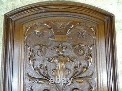 French Large Antique Carved Walnut Wood Wall Panel Renaissance Style Chimera