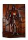 French Large Thick Black Forest Gothic Carved Wood Wall Panel Armor Knight