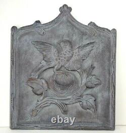 French Old Carved Wood Panel Bird Nest Branch Wall Decor Panel