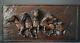 French Rare Large Hand Carved Wood Wall Panel Of Horses Chariot