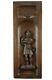 French Thick Carved Wood Wall Panel Of Gaulish Knight Man
