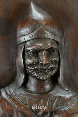 French Thick Carved Wood Wall Panel of Gaulish Knight Man