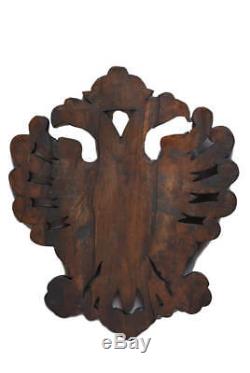 French Very Large Carved Wood Coat of Arms Panel Eagle Wall Ornamental Carving