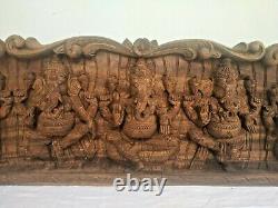 Ganesha Statue Wall Panel Temple carved Ganesh Sculpture Hindu Wooden plaque Rar