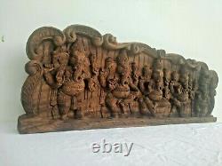 Ganesha Statue Wall Panel Temple carved Ganesh Sculpture Hindu Wooden plaque Rar