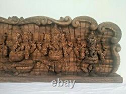 Ganesha Statue Wall Panel Temple carved Ganesh Sculpture Hindu Wooden plaque Rar