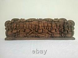 Ganesha Statue Wall Panel Temple carved Ganesh Sculpture Hindu Wooden plaque Rar