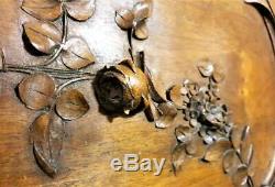 Garland rose flower walnut carving panel Antique french architectural salvage