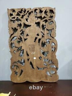 Goddess Wall Panel Indonesian Hand Carved Wood Relief Sculpture Teak Bali Hindu