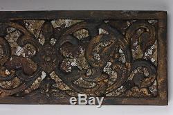 Gold Gilt wood carving old antique inlaid ornate vintage WALL PANEL gilding
