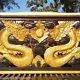 Gold Twin Dragon Wall Art Wood Carving Home Panel Decor Sculpture 15 X 39